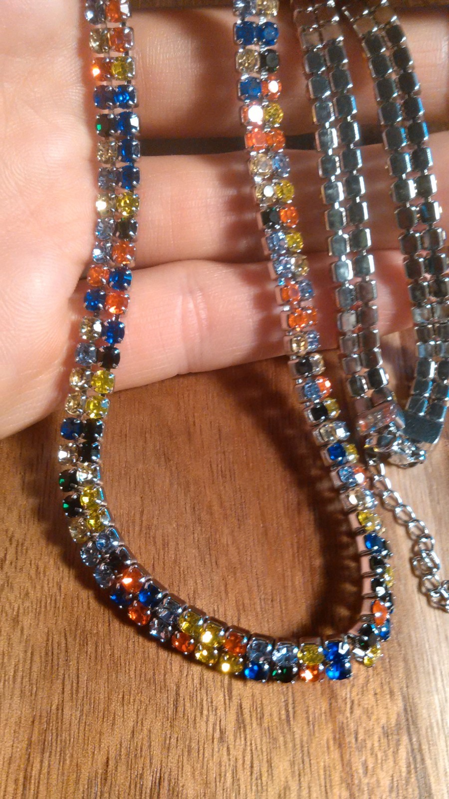 Multi-Color Austrian Crystal Stainless Steel Necklace (18 to 20 Inch)