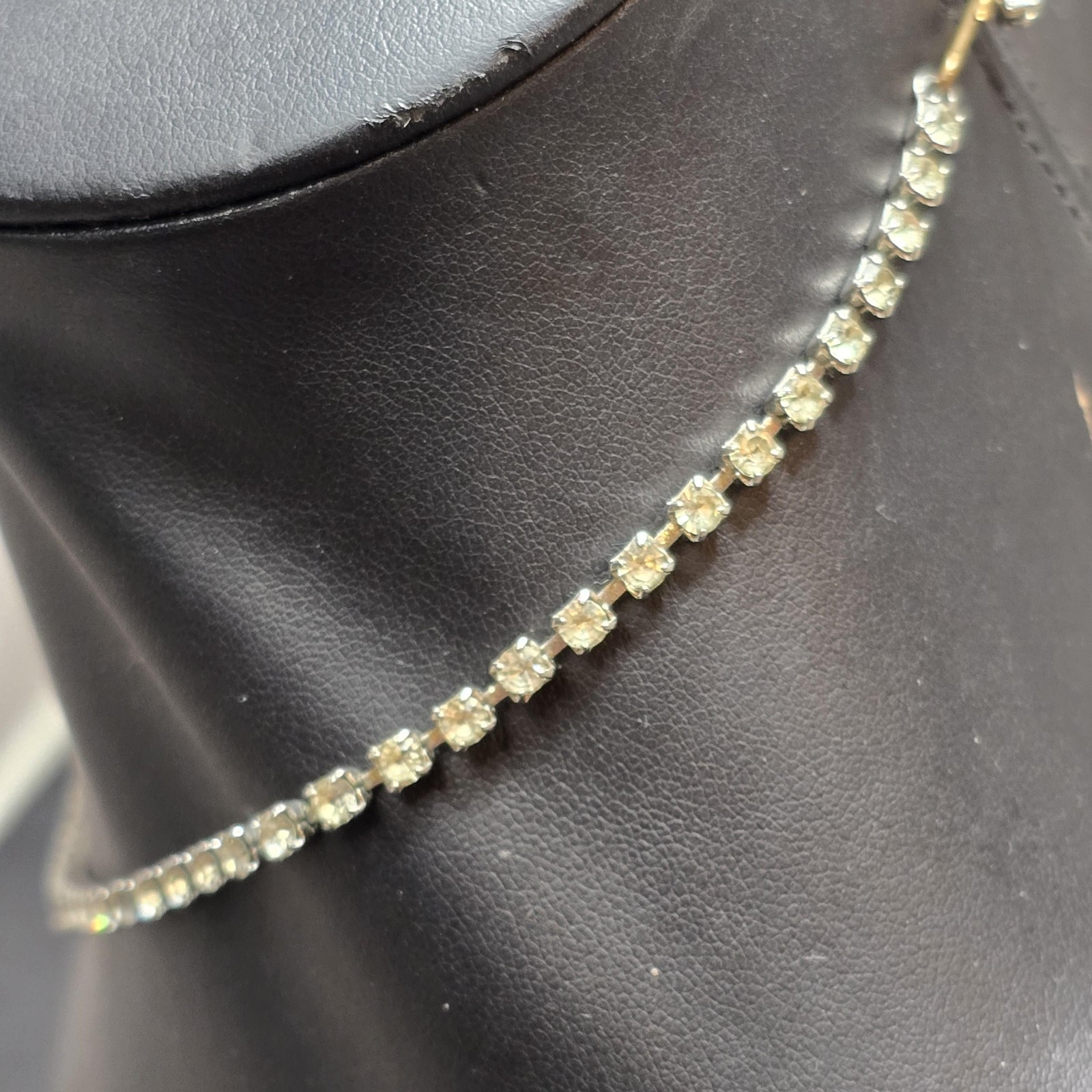 Clear Rhinestone Tennis Necklace Womens Y-Drop Square Pendant Crystal Elegant