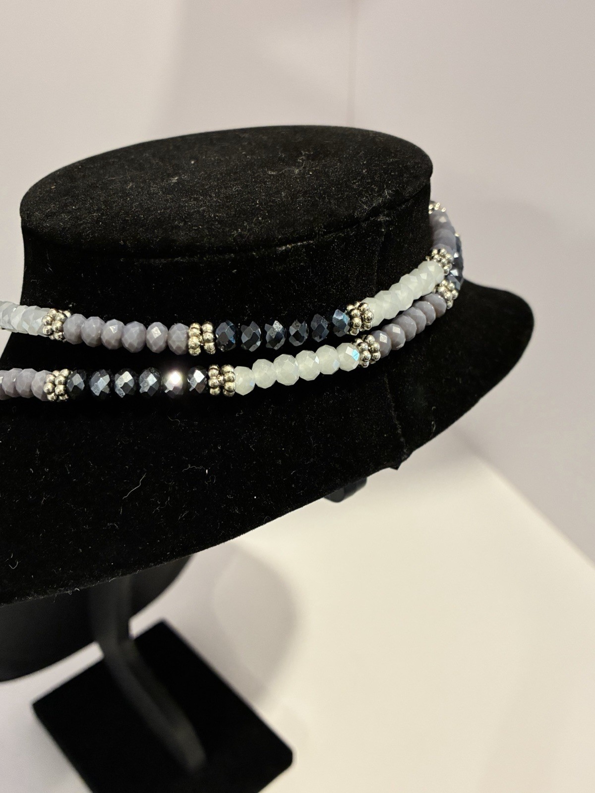 Simply Vera Vera Wang Gray Black Beaded Tassel Lariat Necklace 23″ Drop