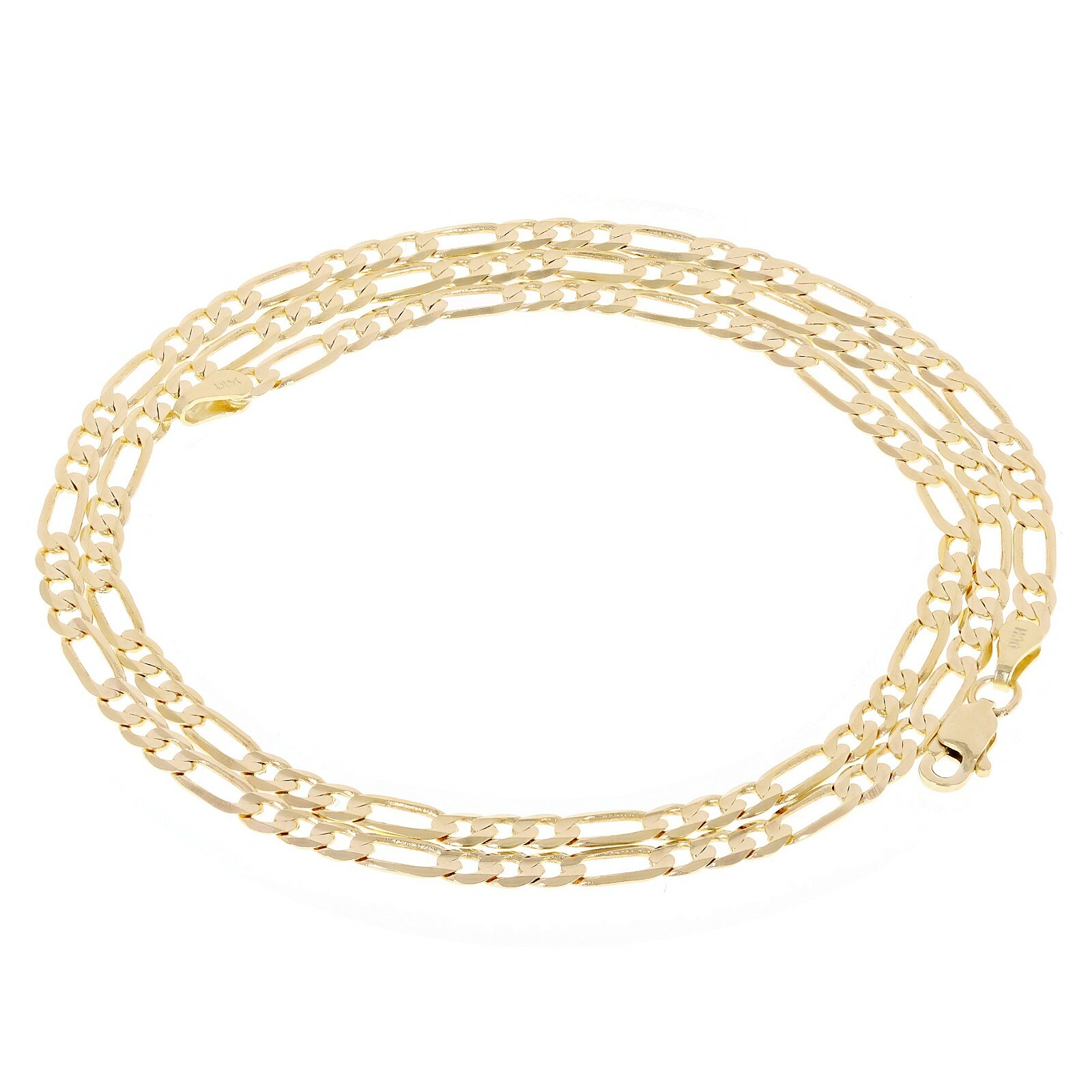 Italian 14k Yellow Gold Solid Figaro Chain Necklace 18″ 2.3mm 4.3 grams