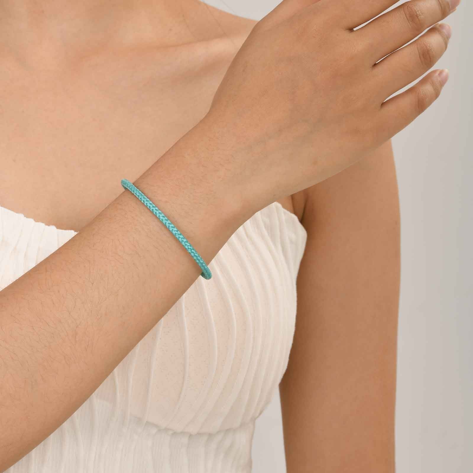 Women Screw Head Woven Steel Wire Elastic Rope Open Bangle Bracelet Classic Gift
