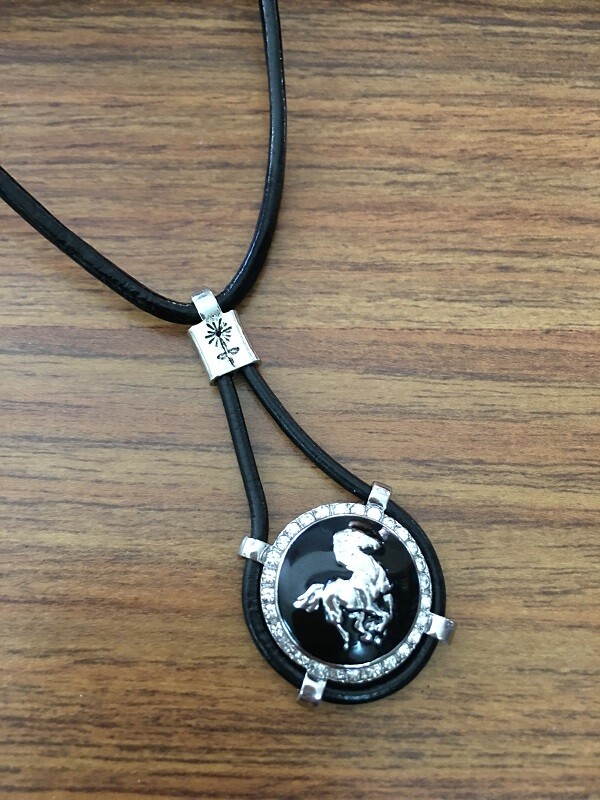 Snaps Jewelry Necklace Black Leather Halo Rhinestone Fits18-20mm Ginger Charms