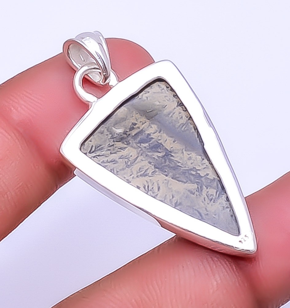 Honey Dendritic Opal – Mexico Gemstone 925 Sterling Silver Pendant 1.83″ P42