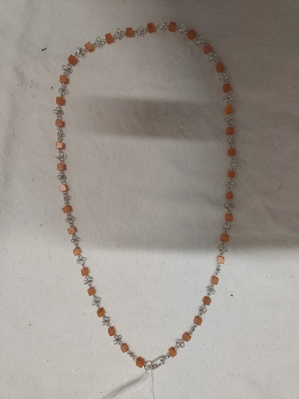 Silver & Bead Necklace Fair Trade Delicate Pretty Green Orange 46cm Ethical Gift