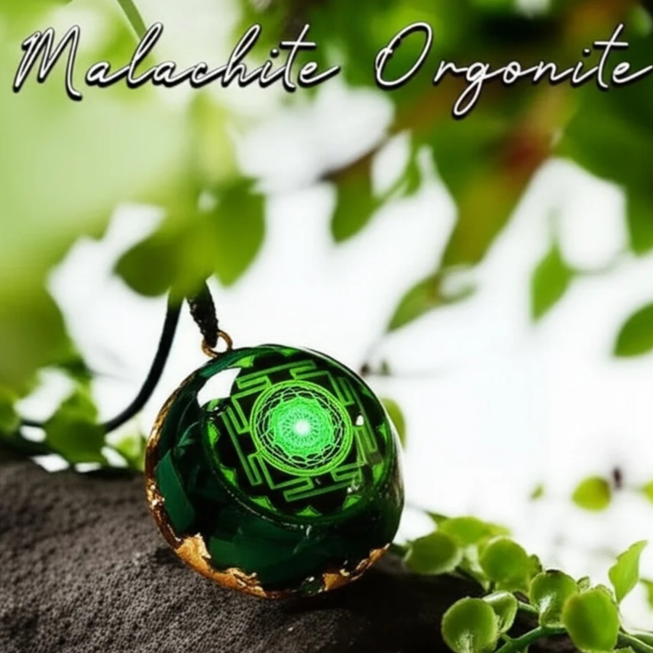 Malachite Orgonite Pendant Healing Protection Talisman Women Men Necklace Gift