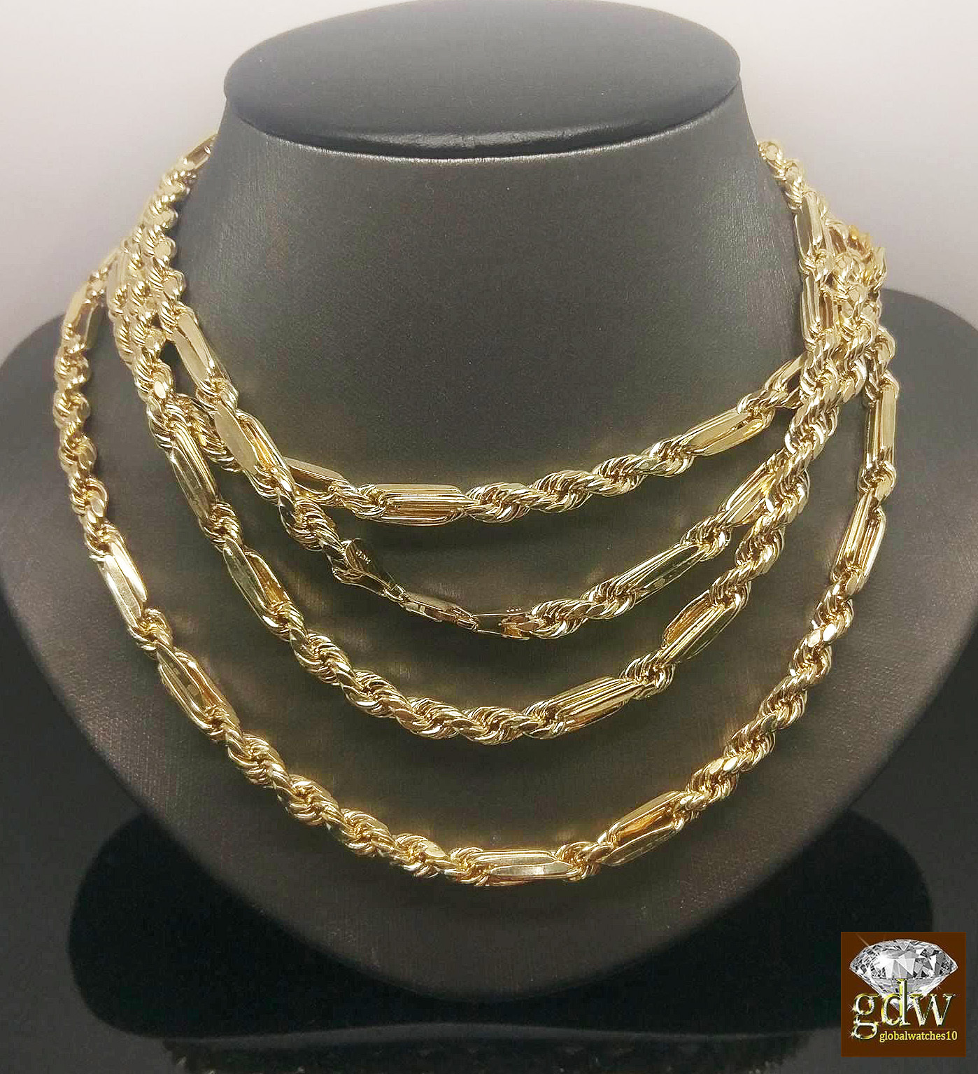 Real 10k Yellow Gold Milano Rope Chain end Necklace 6mm 22″