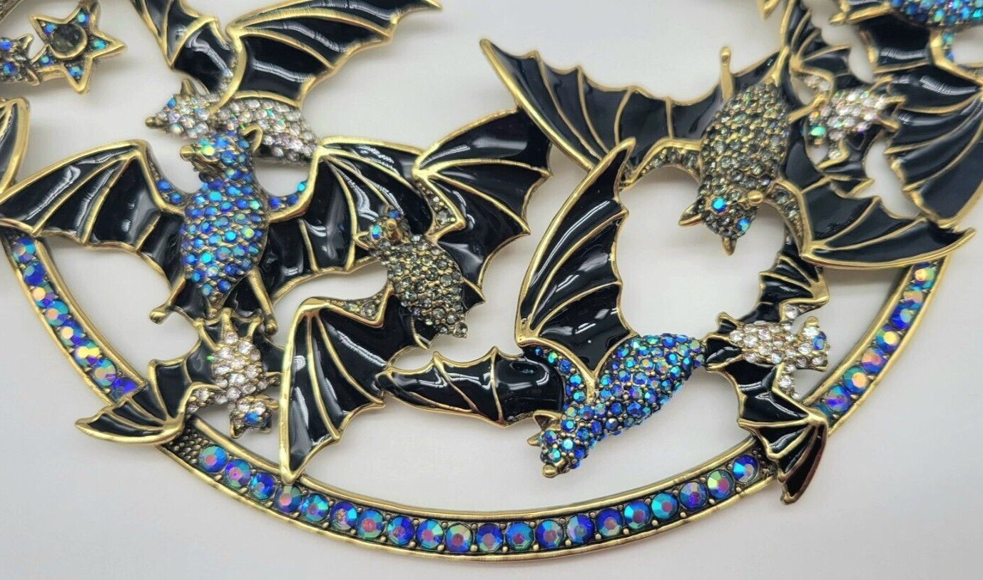 Heidi Daus Spooky Soiree Aurora Borealis Crystal and Enamel Bat Jewelry Set