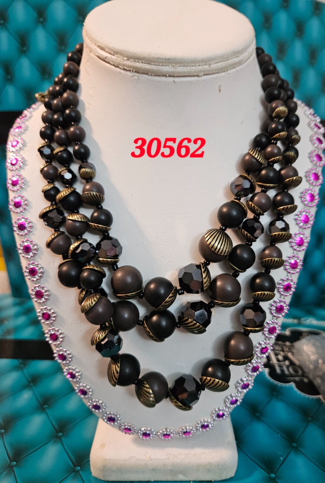 Premier Design Jewelry 1 Or 3 Strand Brown Black Brass Tone Necklace Boho