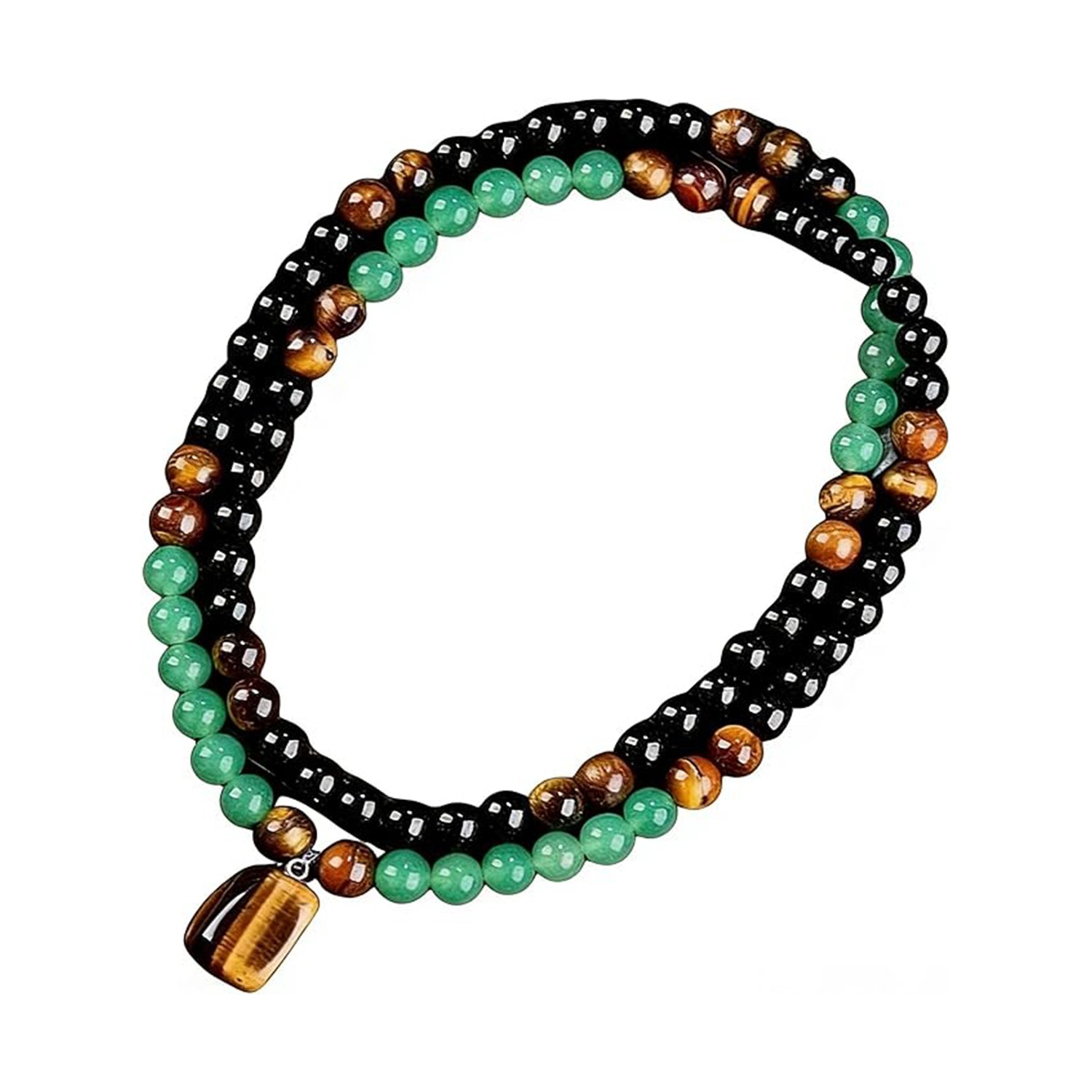 Money Attraction Necklace & Tiger Eye Obsidian Prosperity Crystal Beaded Gifts