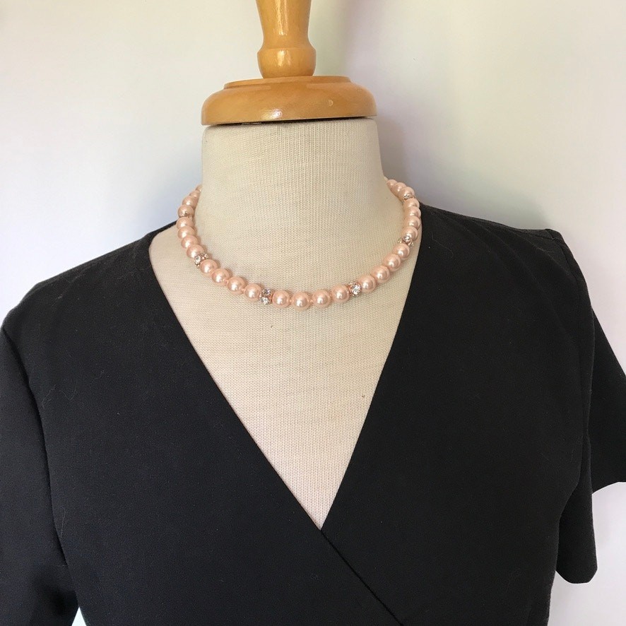 Kate Spade “Lady Marmalade” Blush Faux Pearl Rose Gold Tone Necklace