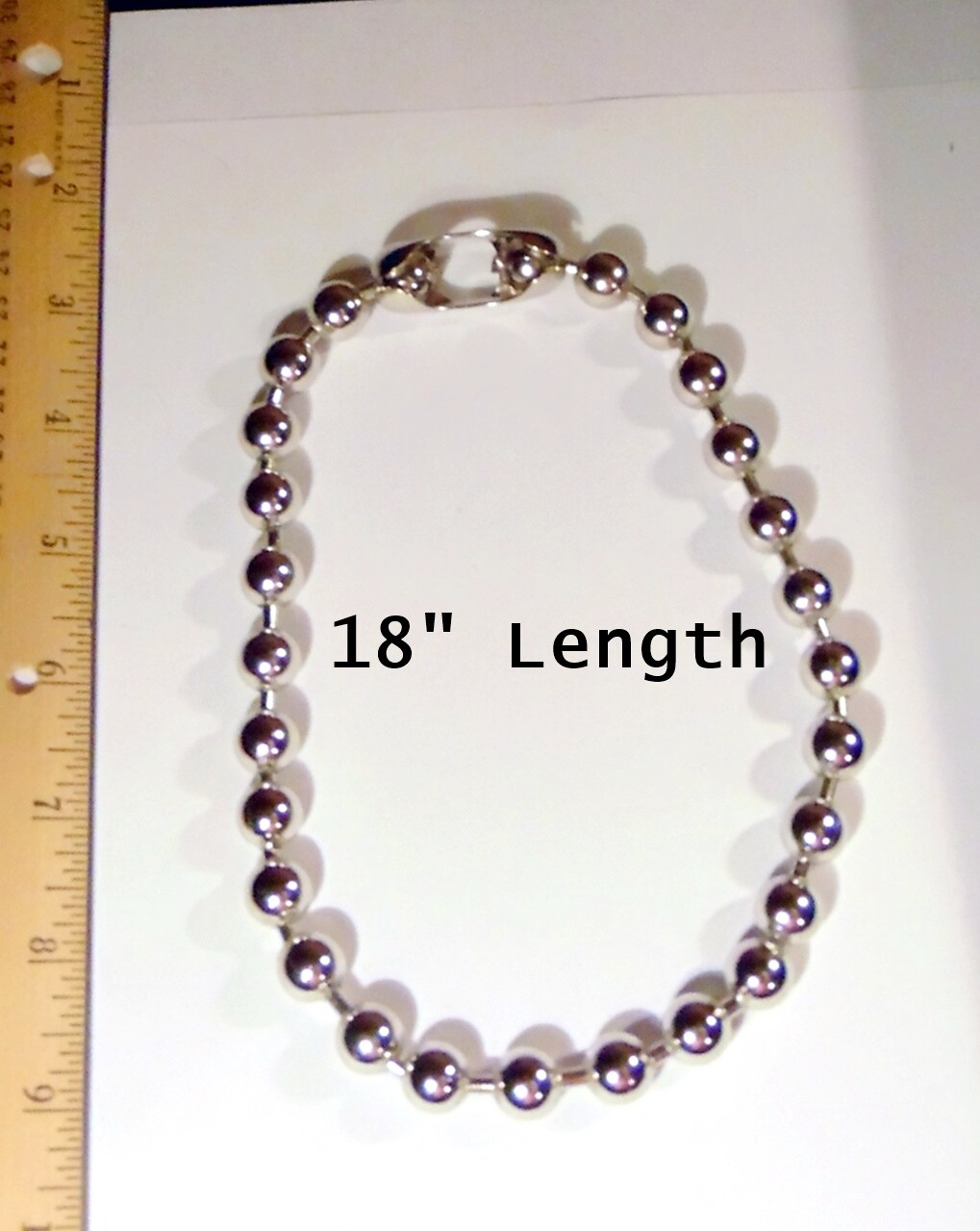 12mm Ball Chain Necklace Choker 18″ ~ NPS Steel Beads 1/2″ ~ Danny Count Koker