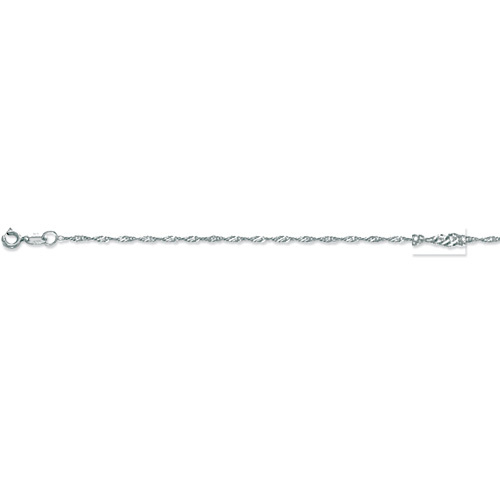 1mm Twisted Singapore Sparkle Chain Necklace REAL Solid 10K White Gold