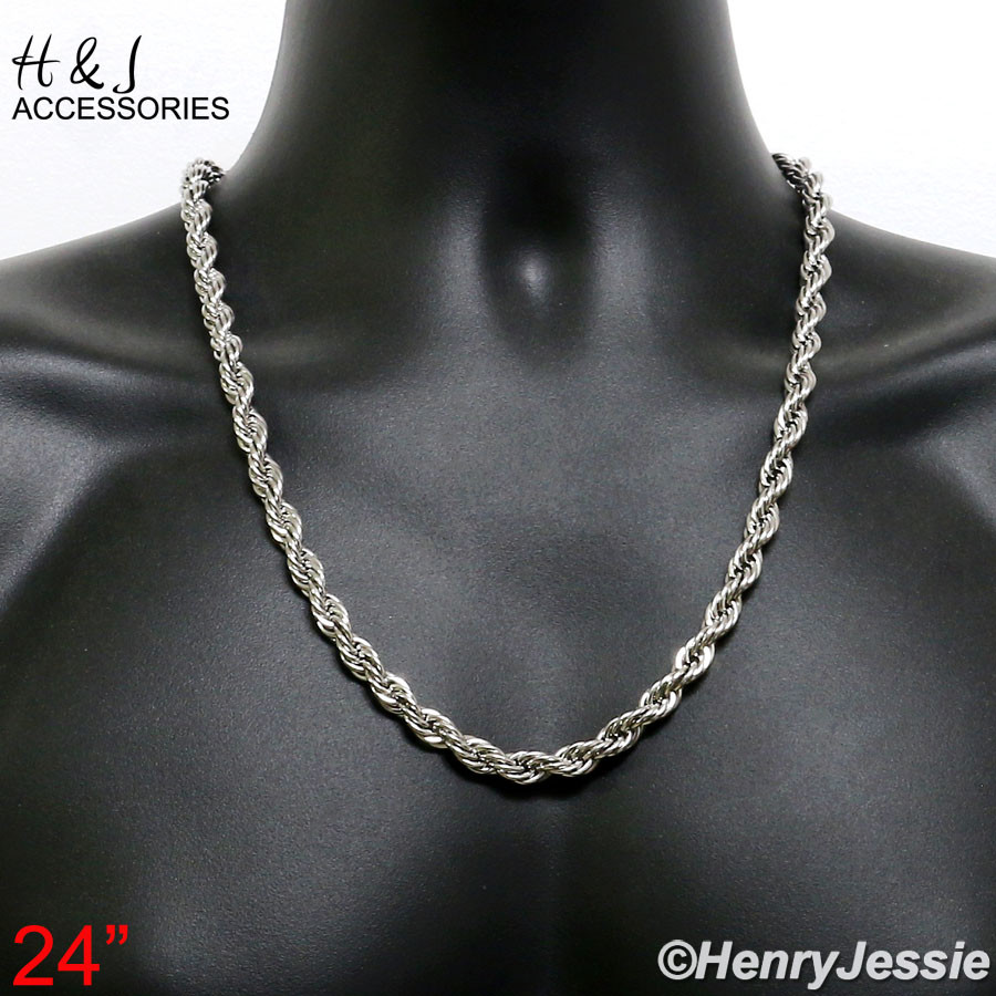 17″20″24″30″MEN’s Stainless Steel WIDE 8mm Silver Rope Chain Necklace*AN149