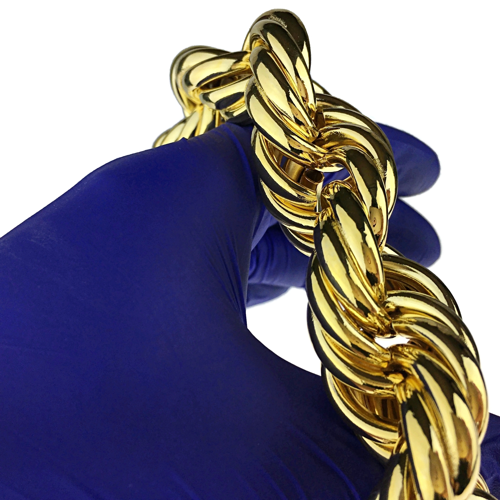 14K Gold Plated Huge Chain Hollow Rope Dookie 25MM x 20″ Inch Hip Hop Necklace