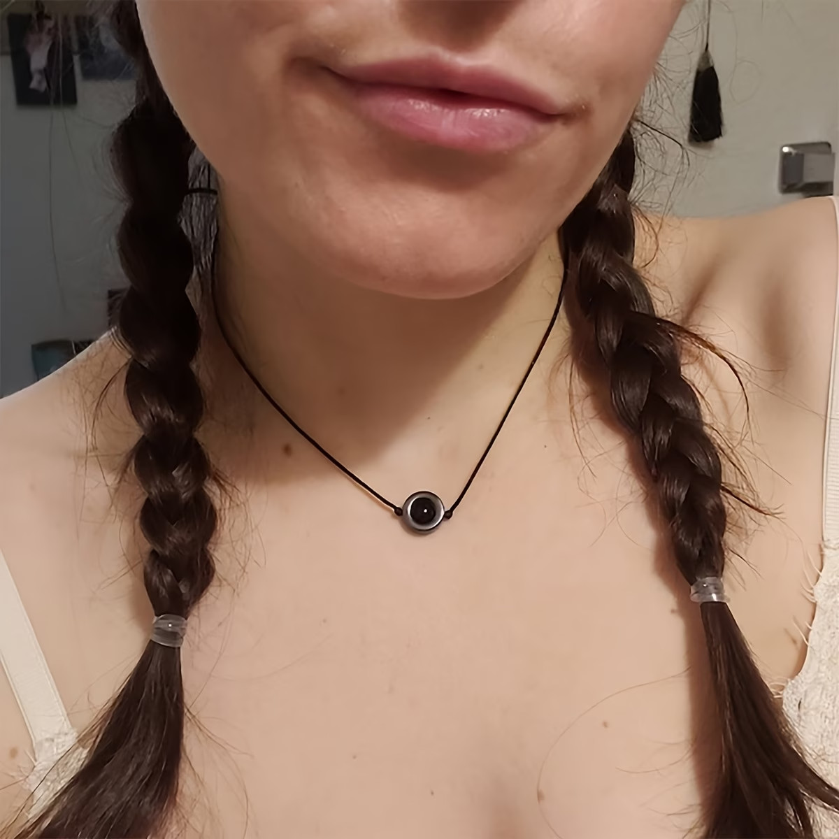 Black Obsidian Hematite Empath Protection Minimalist Crystal Pendant Necklace