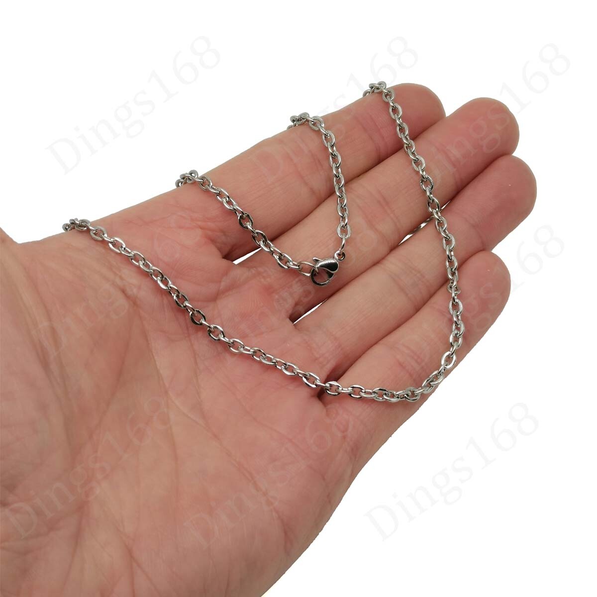 Real 18K White Gold Filled Hypo-Allergenic 16/18″-26″ Cable Chain Necklace Q146W