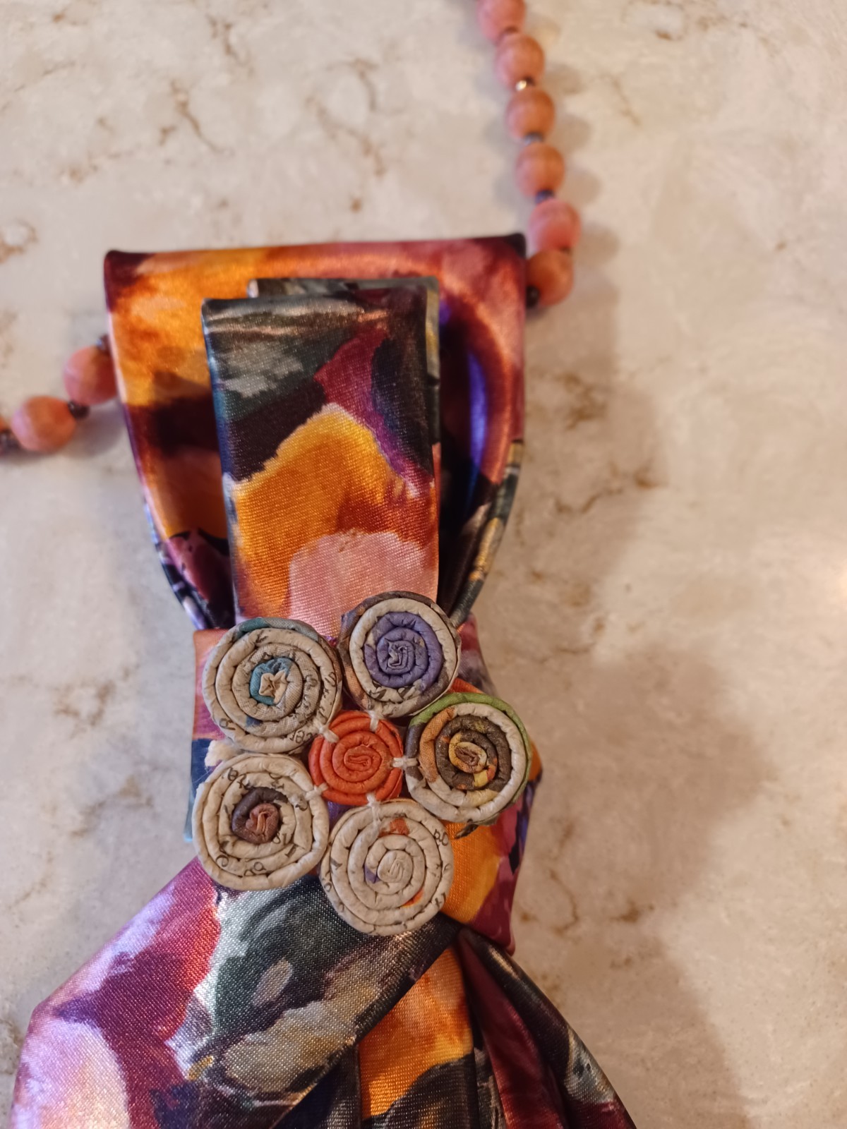 Handcrafted Necktie Necklace UniqueFloral Brooch