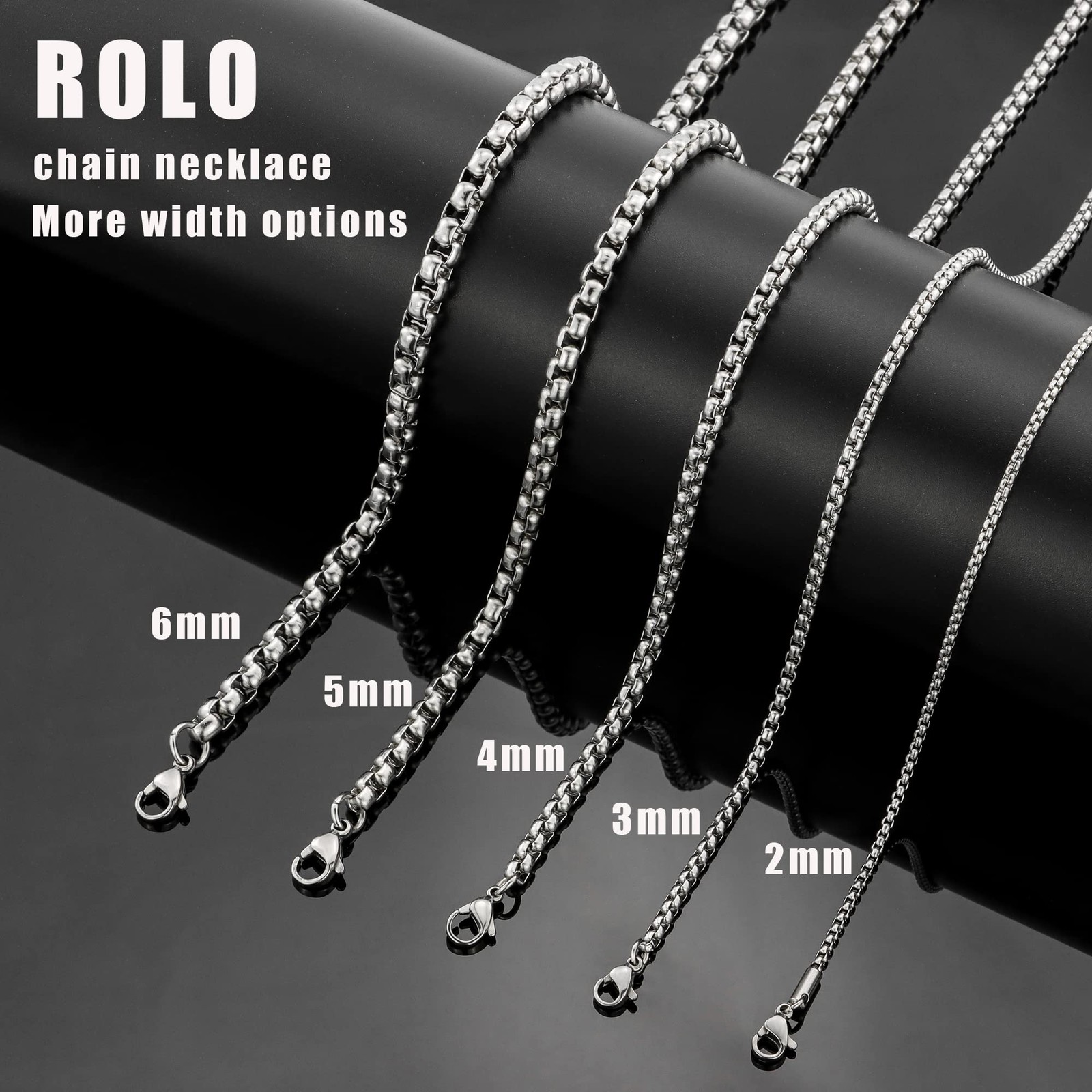 2 mm 16 Inches Stainless Steel Square Rolo Chain Necklace Round Box Necklace …