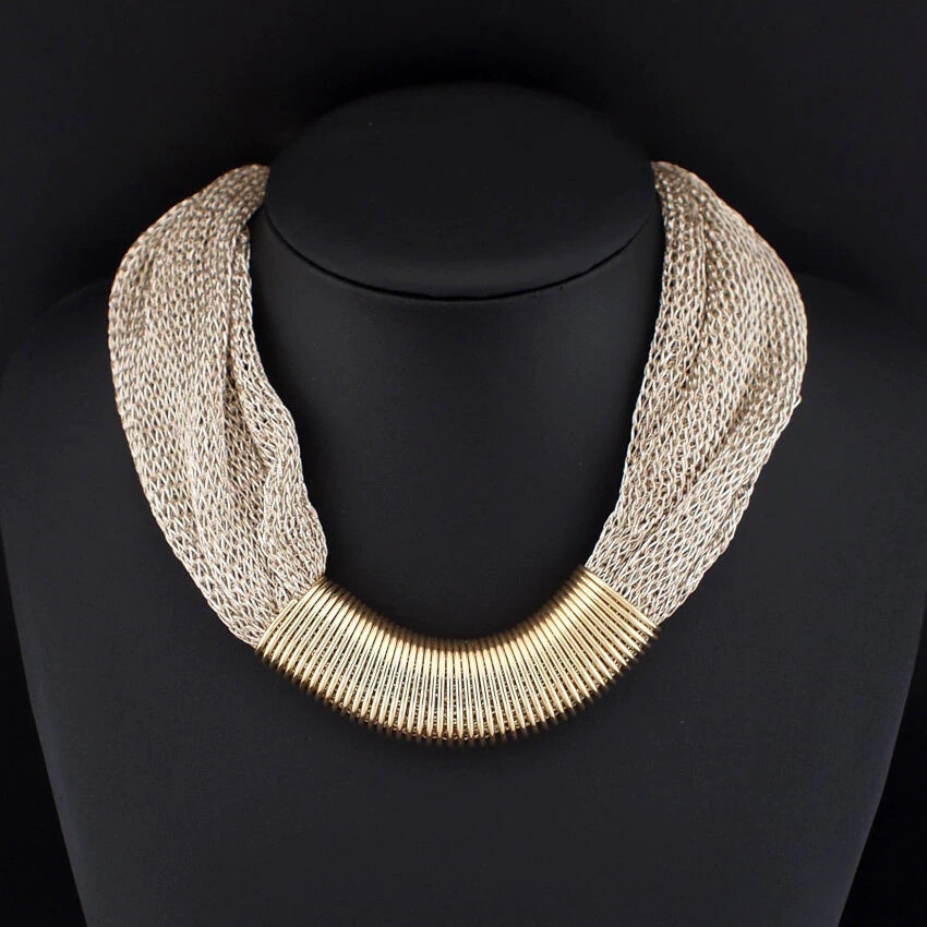 Women’s Fashion Jewelry Gold Chunky Collar Statement Necklace 118