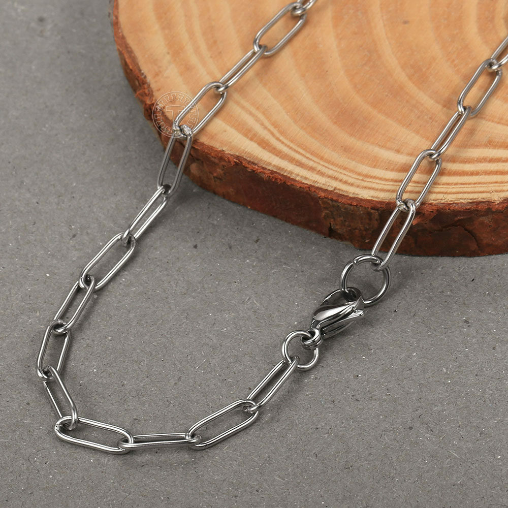 4mm Gold Plated Stainless Steel Paperclip Cable Chain Necklace Choker 16/18/20″