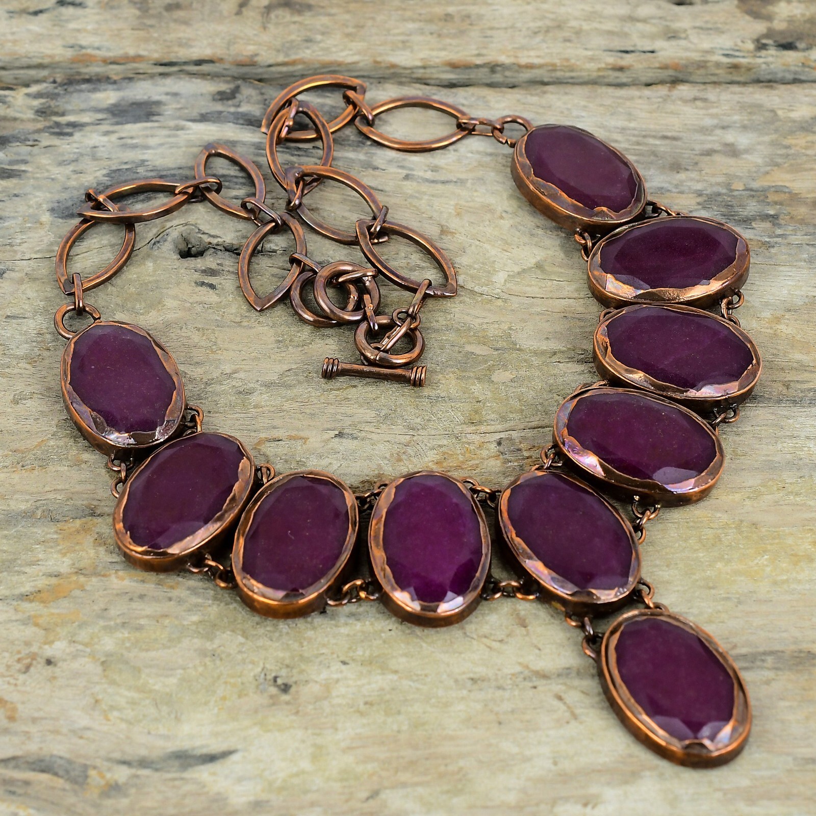 Kashmir Rubi Copper Gift For Briedsmaid Electroformed Adjustable Necklace 18.0″