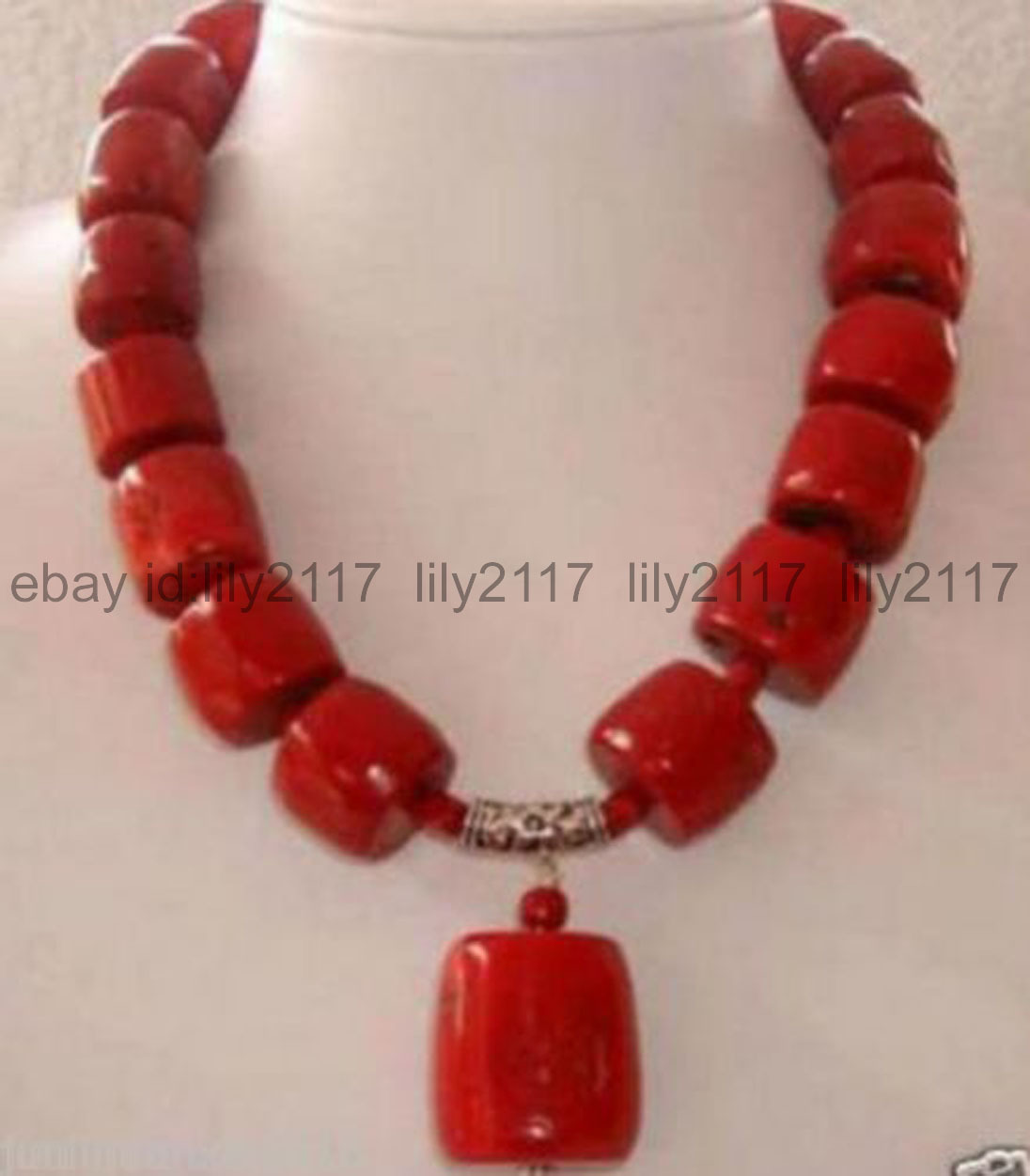 10-15mm Natural red coral Gemstone barrel beads charms women necklace 18″