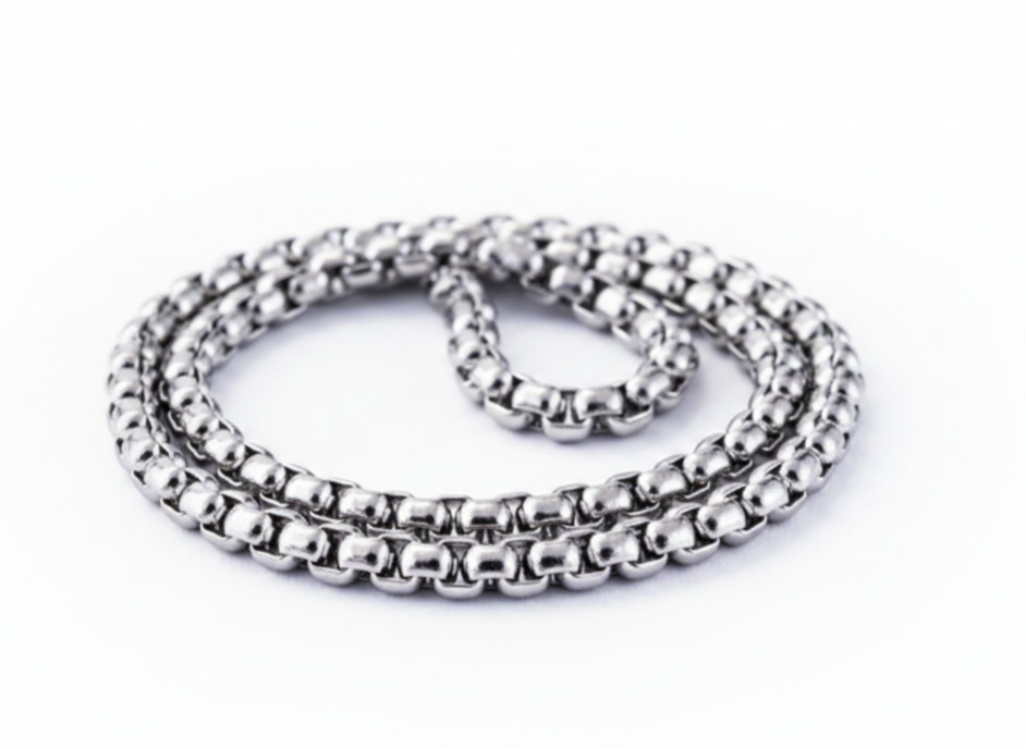 Stainless Steel Strong Rolo Link 3.5mm Round Box Chain 20″ Necklaces – Chain B12