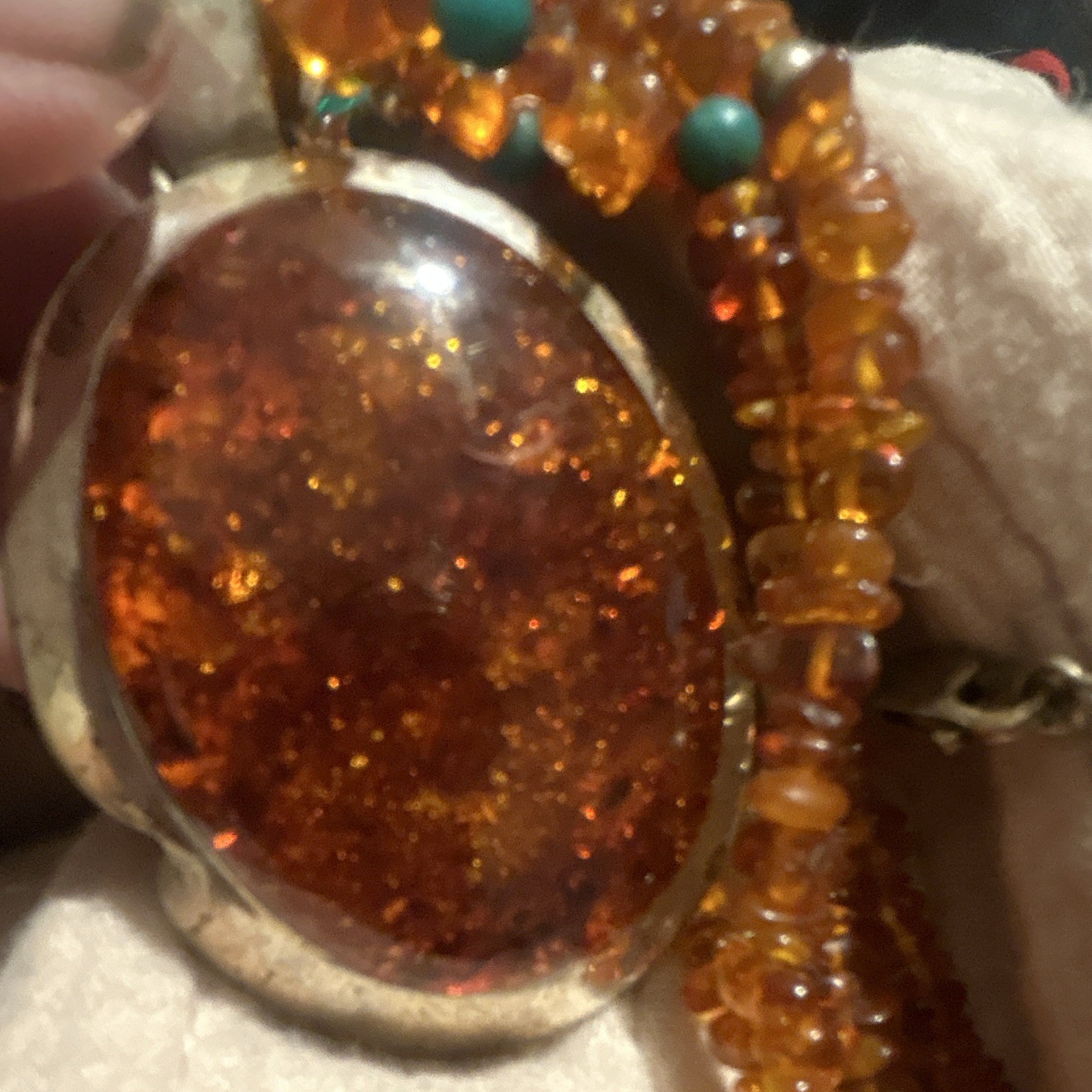 Jay King DTR Amber and Turquoise Beaded Strand 925