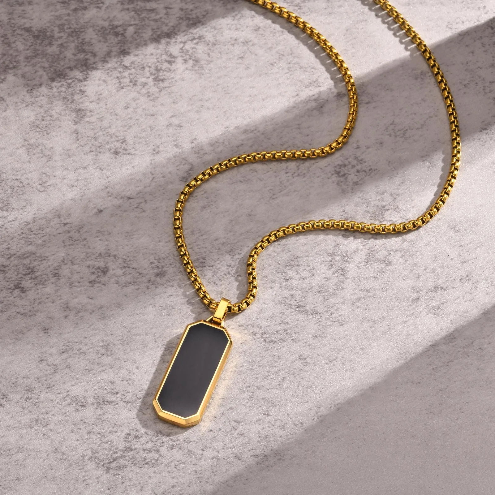 Men Stainless Steel Military Dog Tag Pendant Necklace Box Chain Jewelry Gift New