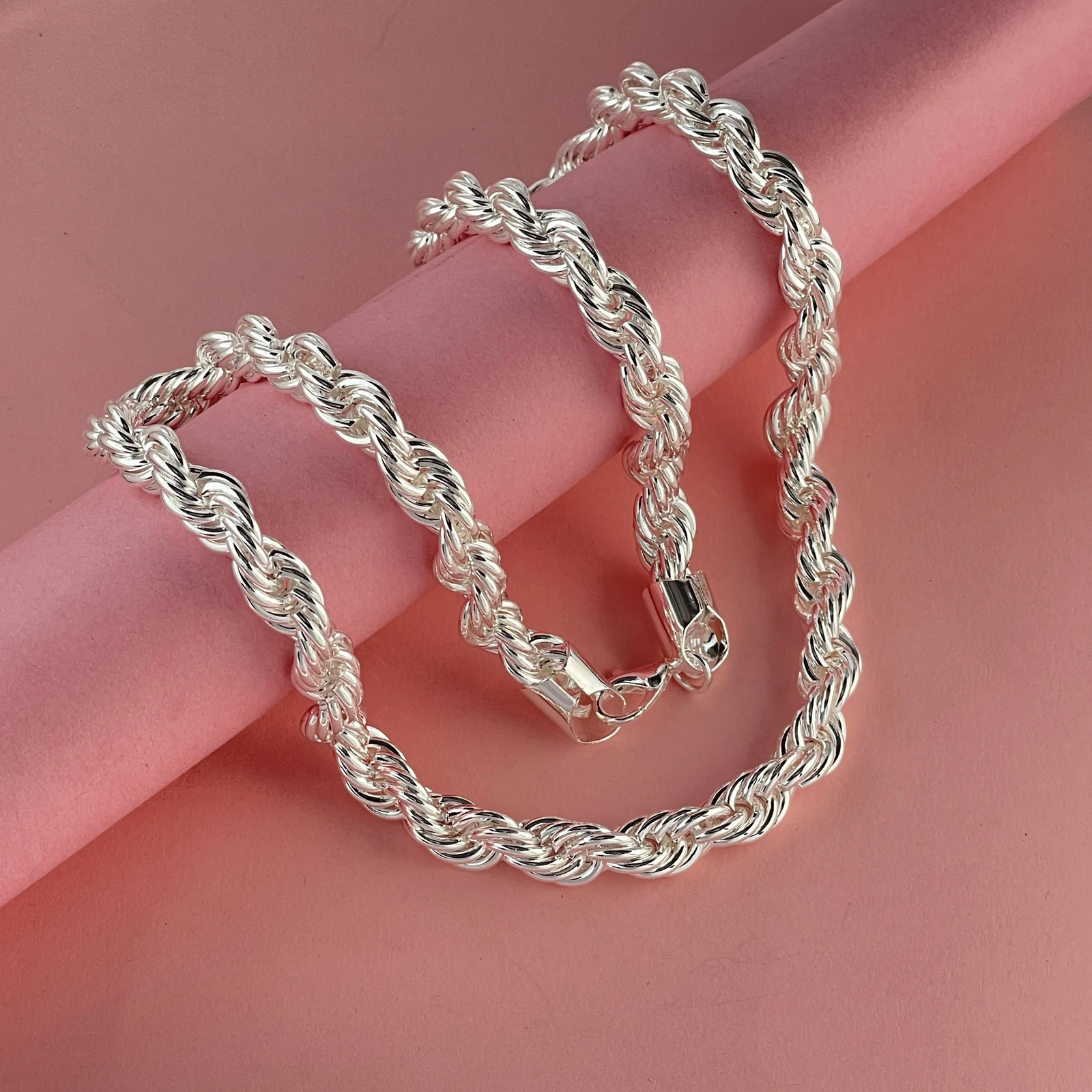 925 Sterling Silver 5/6/8MM 16-30 Inches Rope Chain Necklace For Men Women