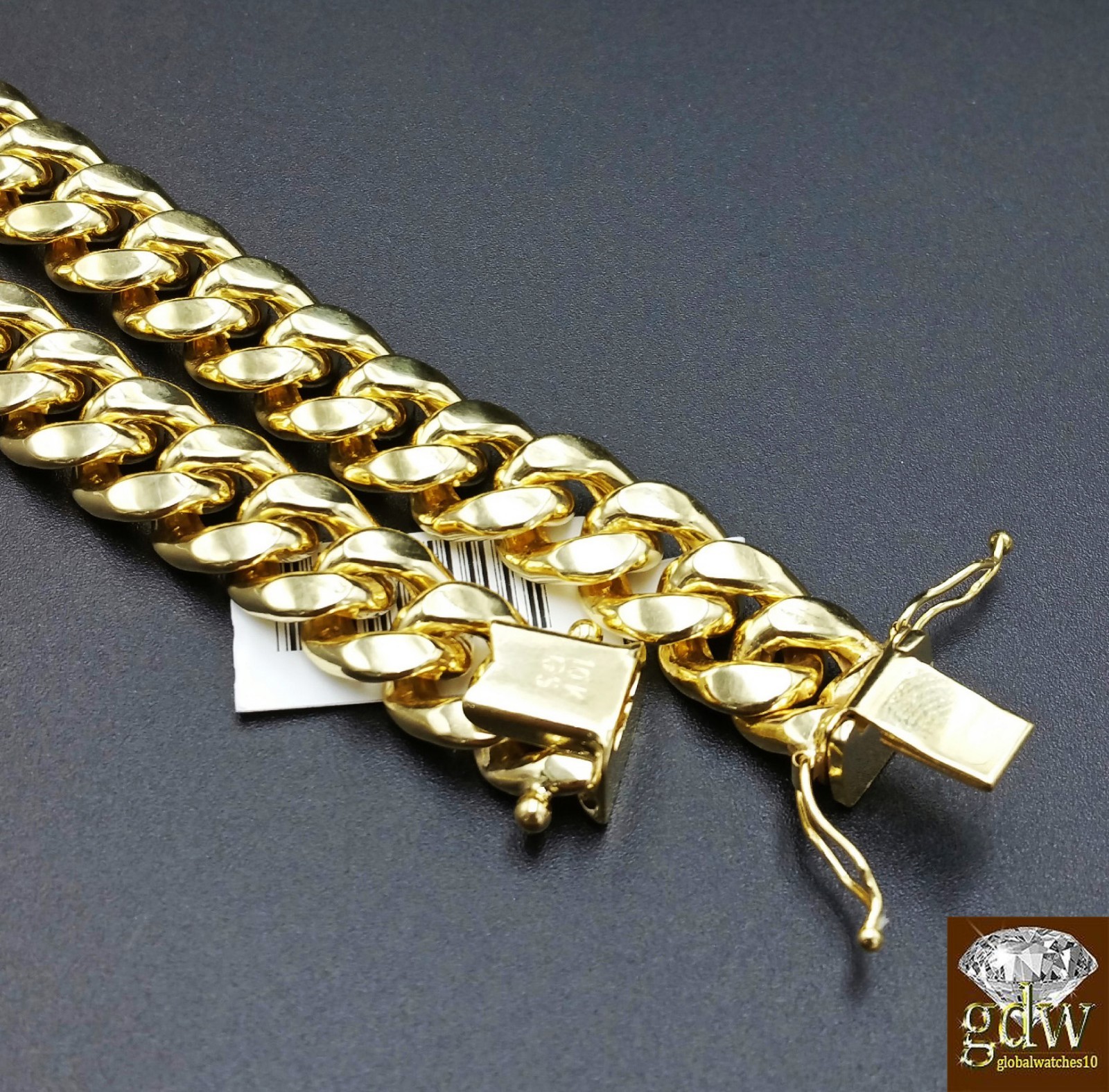 Real 10k Gold Miami Cuban Chain necklace 10mm 22 Inch Box Lock Strong Men