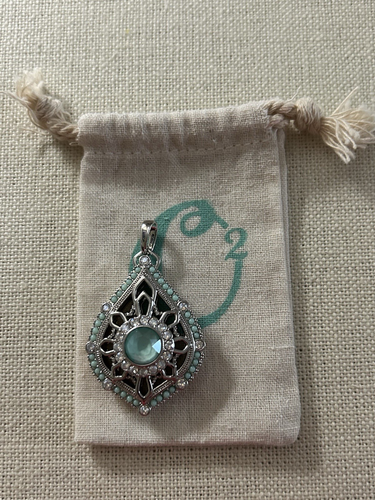 Origami Owl LK1081 Mint Green Moroccan Hinge Locket w/02 Jewelry Bag “New”