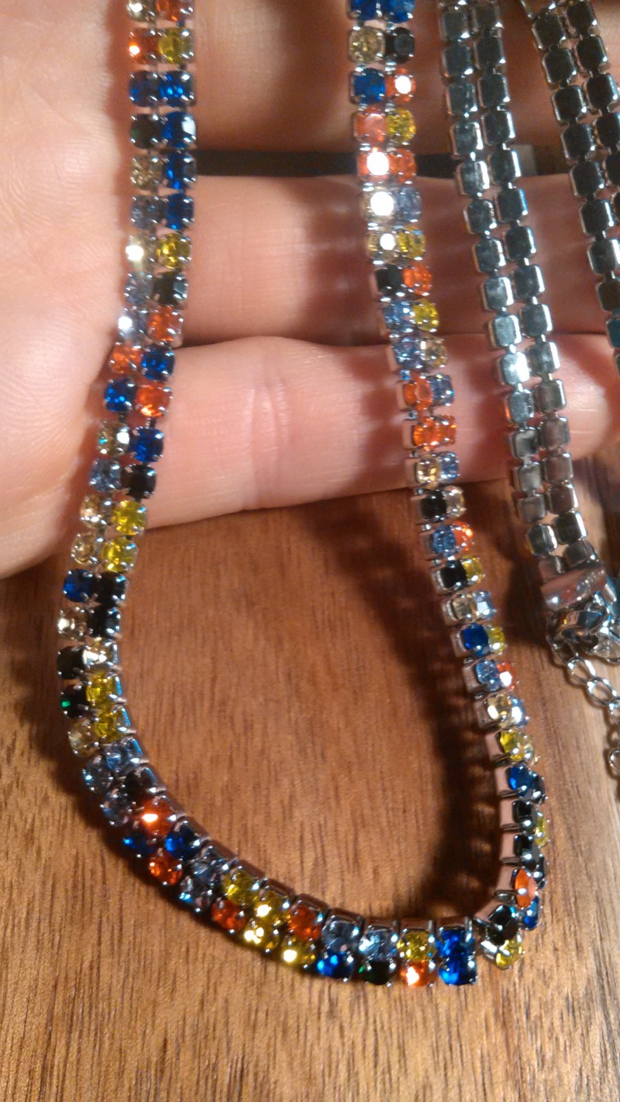 Multi-Color Austrian Crystal Stainless Steel Necklace (18 to 20 Inch)