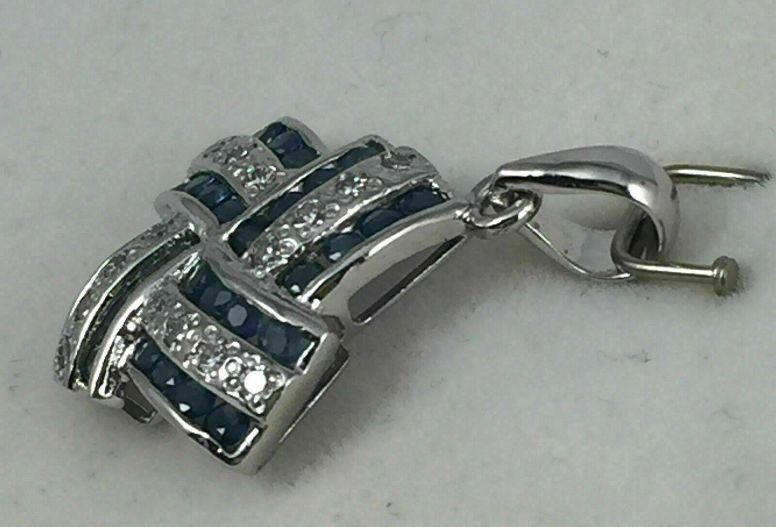 3.00 Ct Round Cut Simulated Blue Sapphire Cluster Pendant 14K White Gold Plated