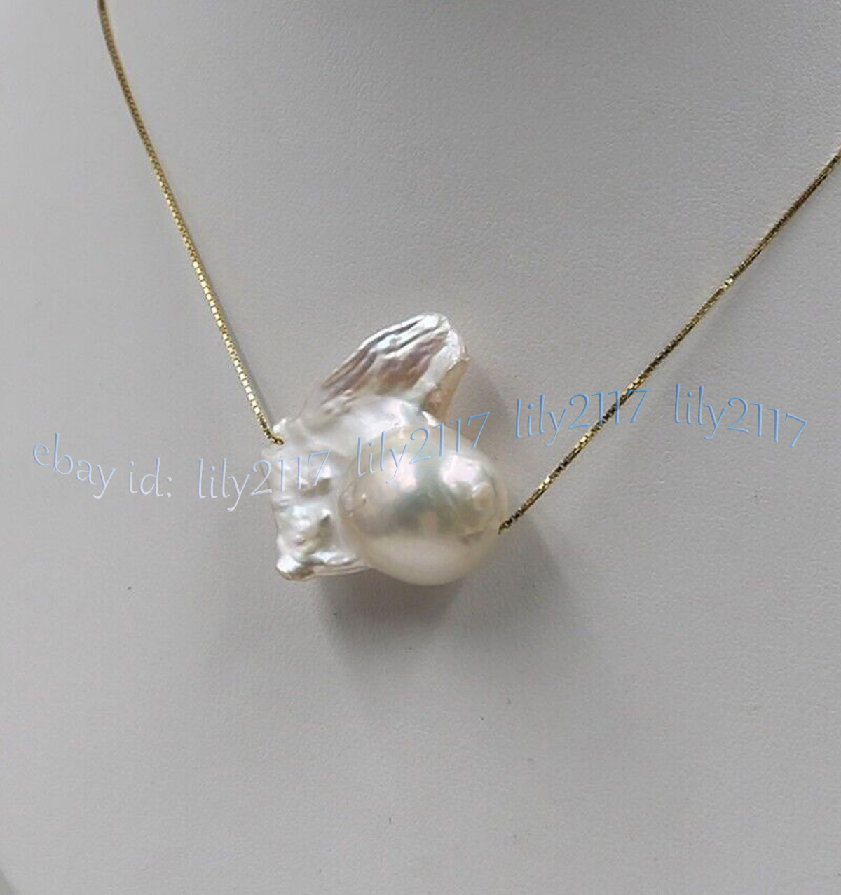 Huge 17-25mm Natural White South Sea Baroque Keshi Pearl Pendant Necklace 18inch