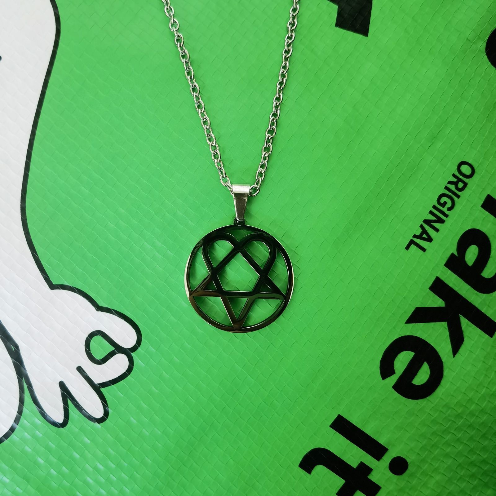 Stainless Steel HIM Heart Necklace Heartagram Pendant Men Women Jewelry US STOCK