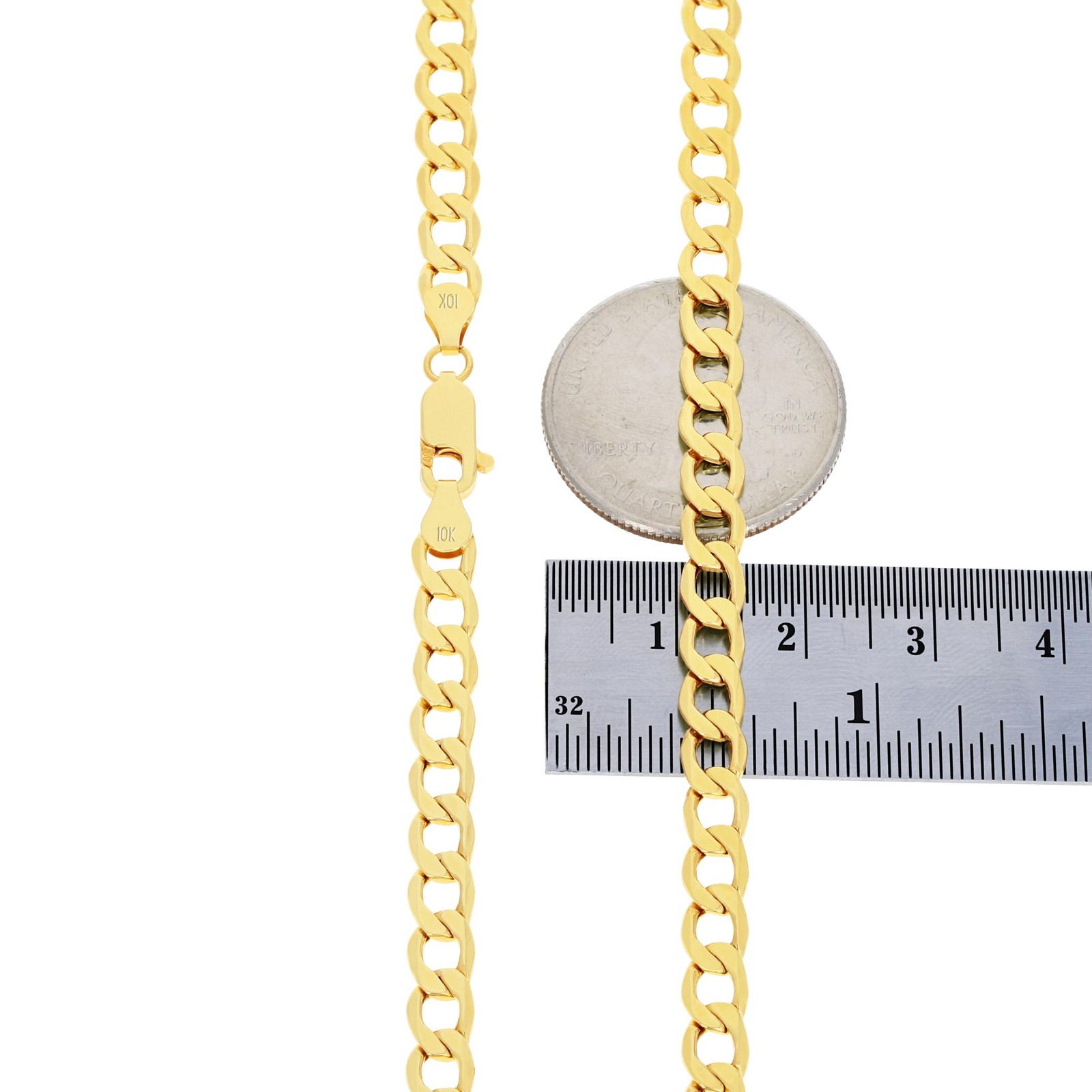 10K Yellow Gold 5.5mm Italian Cuban Curb Chain Link Necklace Mens Women 16″- 30″
