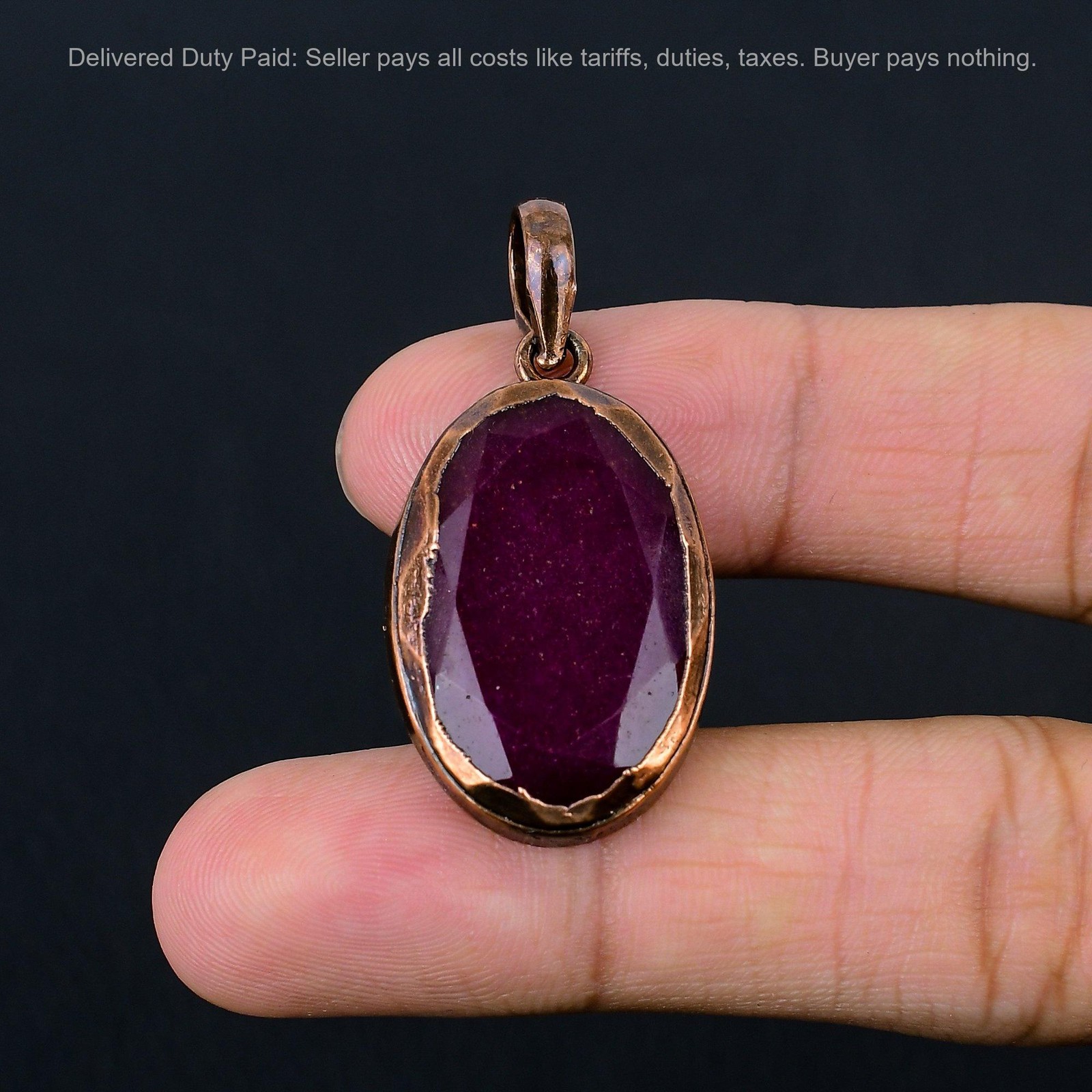 Copper Natural Kashmir Rubi New Electroformed Sister Handcrafted Pendant Jewelry