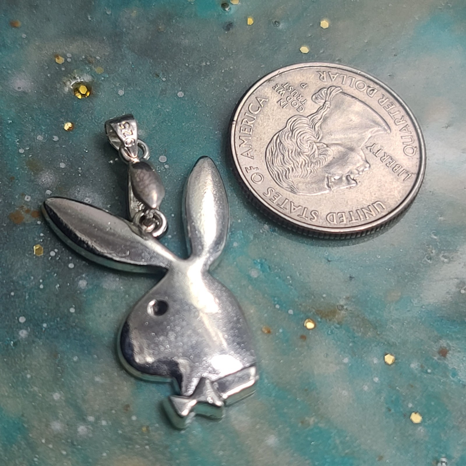 Silver Play-Boy Bunny Pendant