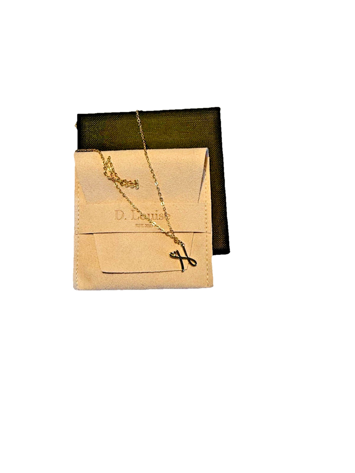 D. Louise Gold Tone initial “H” Cable Chain Necklace 16 in Adj. Lobster clasp