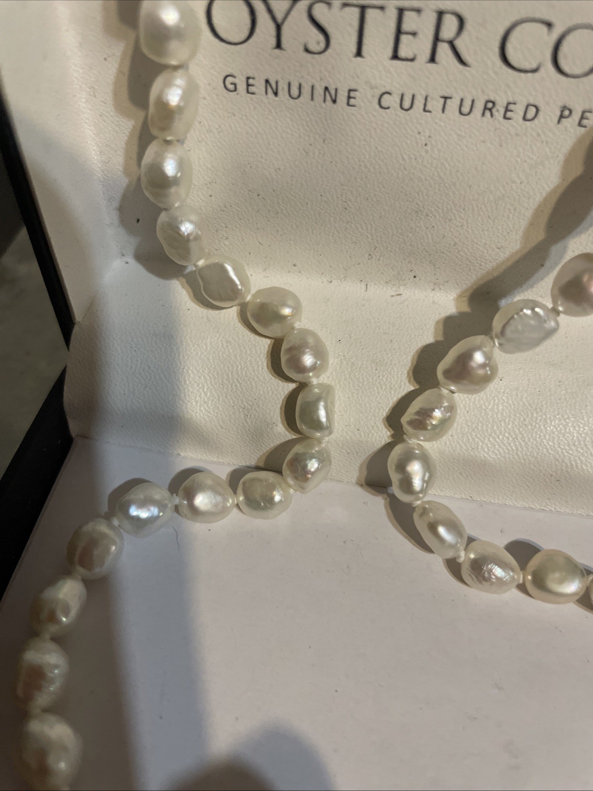 Oyster Cove Genuine Cultured Pearl Strand Necklace White Crystal Pave Ball NIB