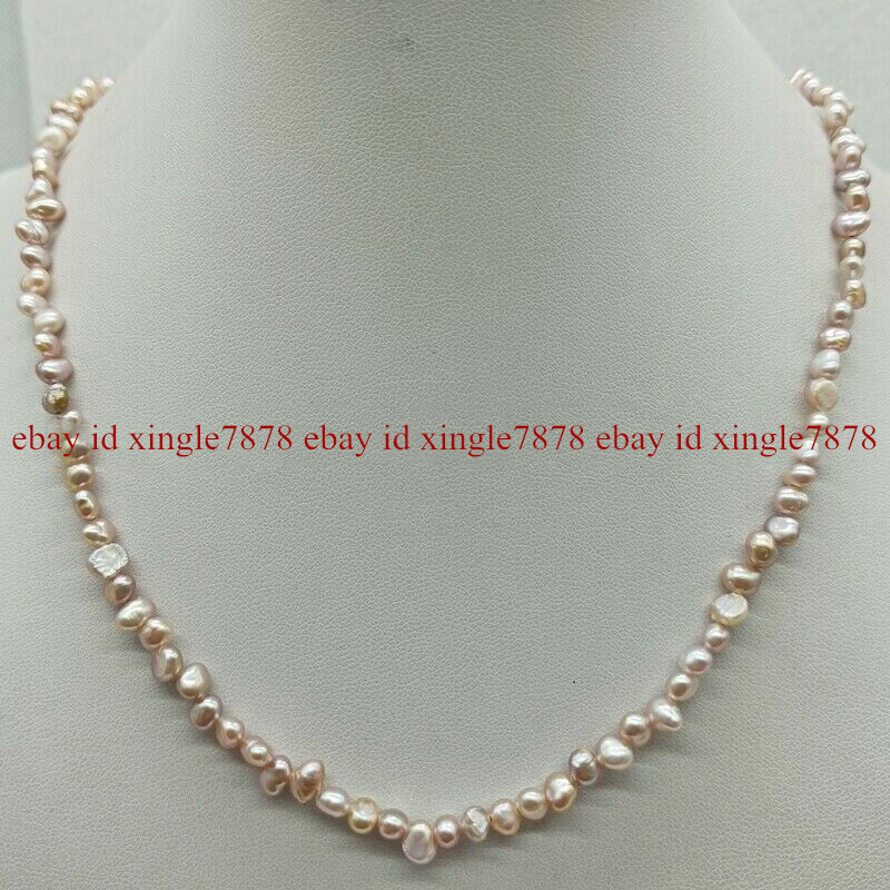 Natural 4-5mm Purple Freshwater Cultured Baroque Pearl Necklace 18-36″