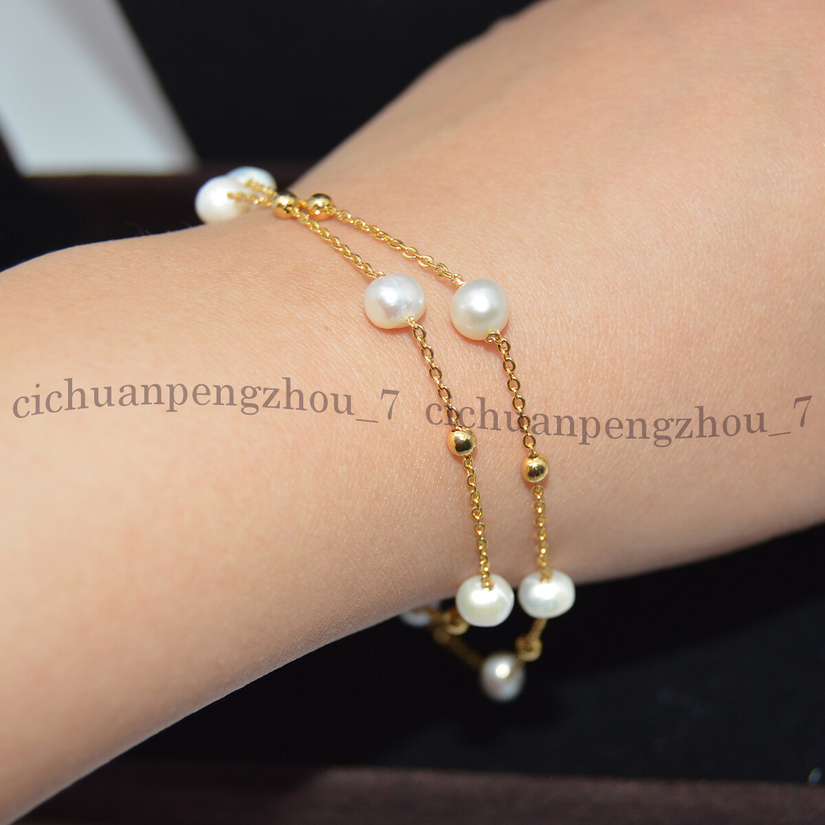 Real Natural 6-7mm White Freshwater Baroque Pearl Gold Chain Necklace 20/32”