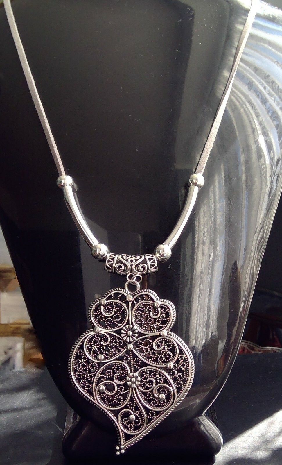 TIBETAN SILVER ALLOY STATEMENT PENDANT