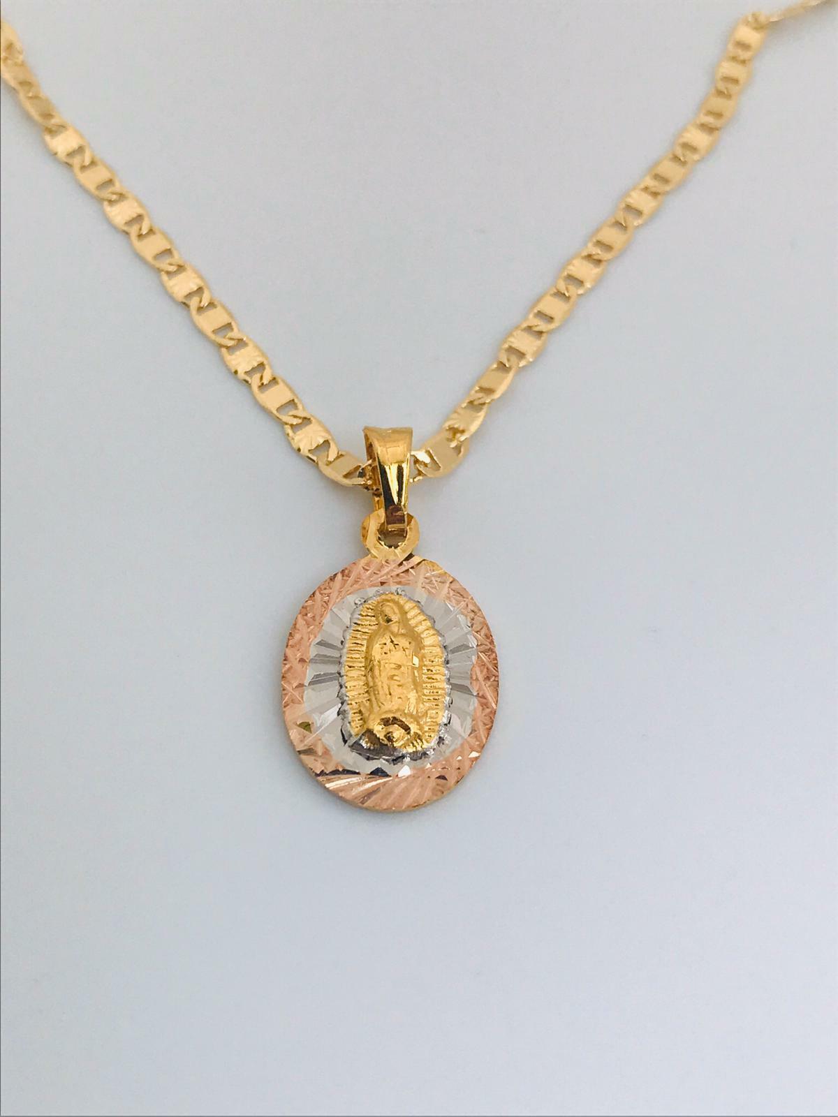 Cadena y Medalla de Guadalupe para Mujer Oro Laminado, Virgin Guadalupe Necklace
