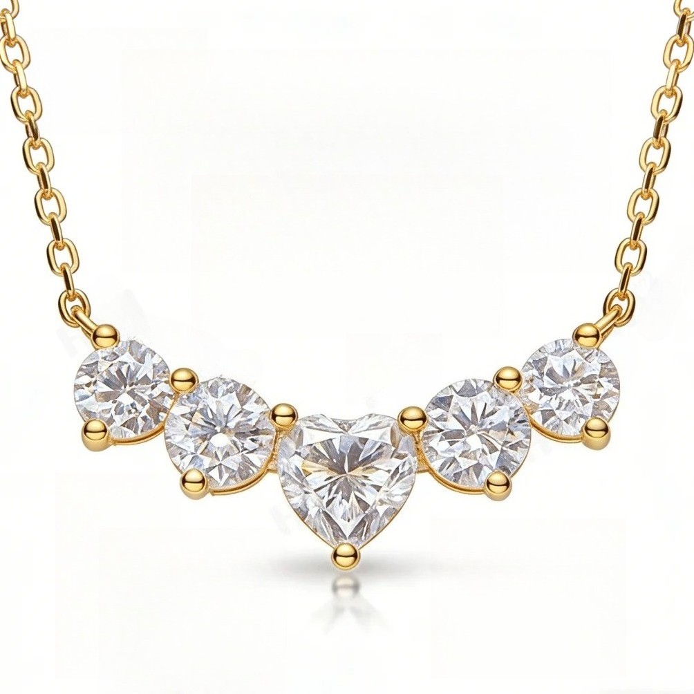 Star Heart Moissanite 925 Silver Necklace D Color VVS1 for Luxury Jewelry Gift