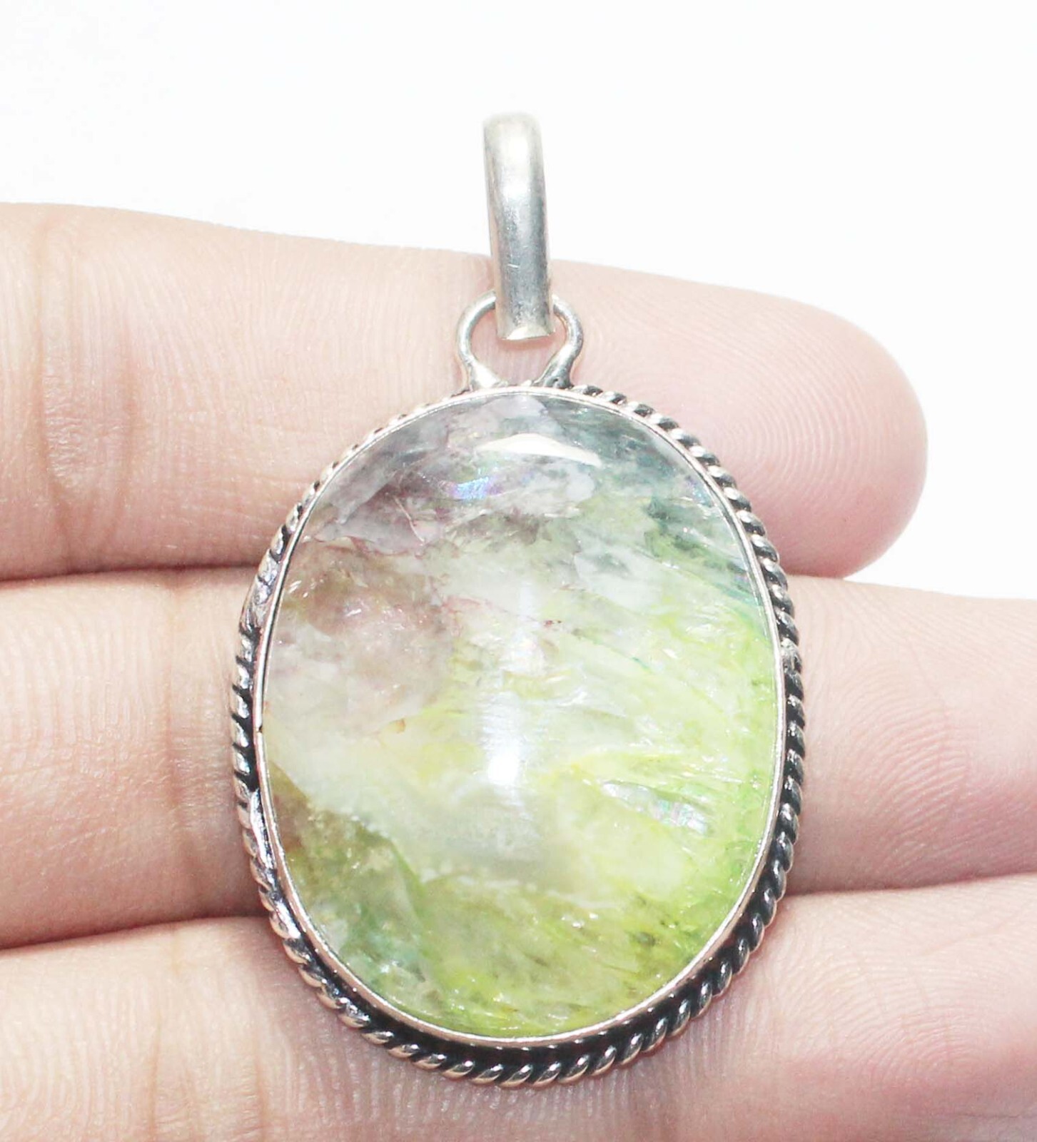 Solar Quartz Oval Shape Gemstone Handmade Pendent Jewelry Pendant Size 1.5 Inch