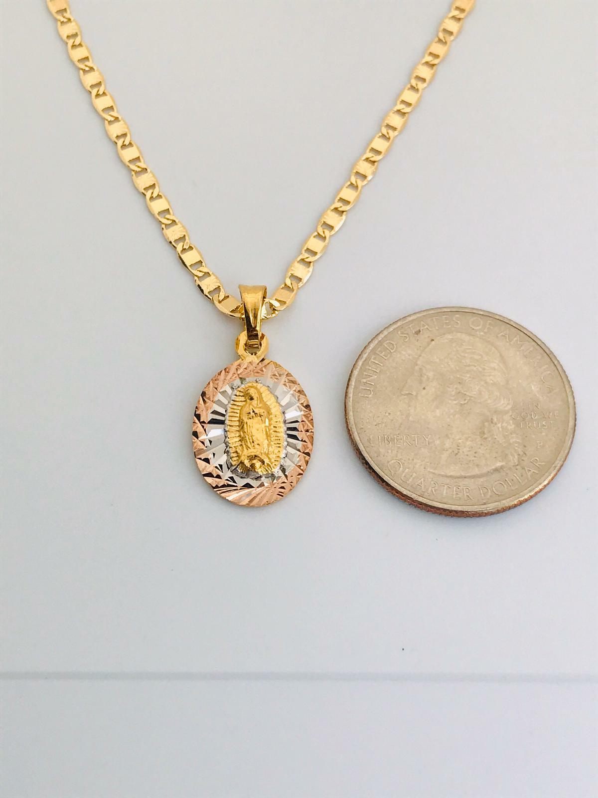 Cadena y Medalla de Guadalupe para Mujer Oro Laminado, Virgin Guadalupe Necklace