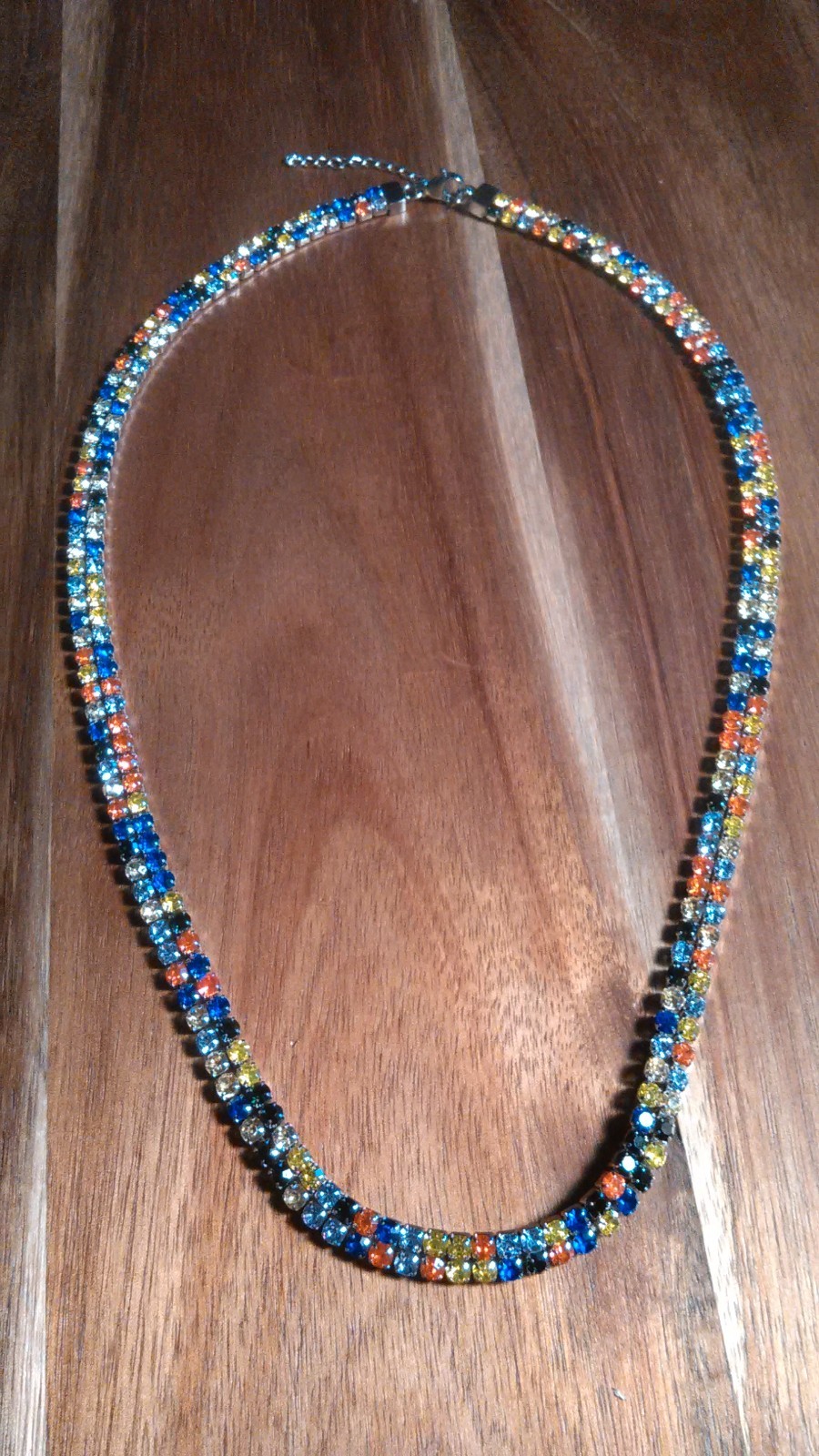 Multi-Color Austrian Crystal Stainless Steel Necklace (18 to 20 Inch)