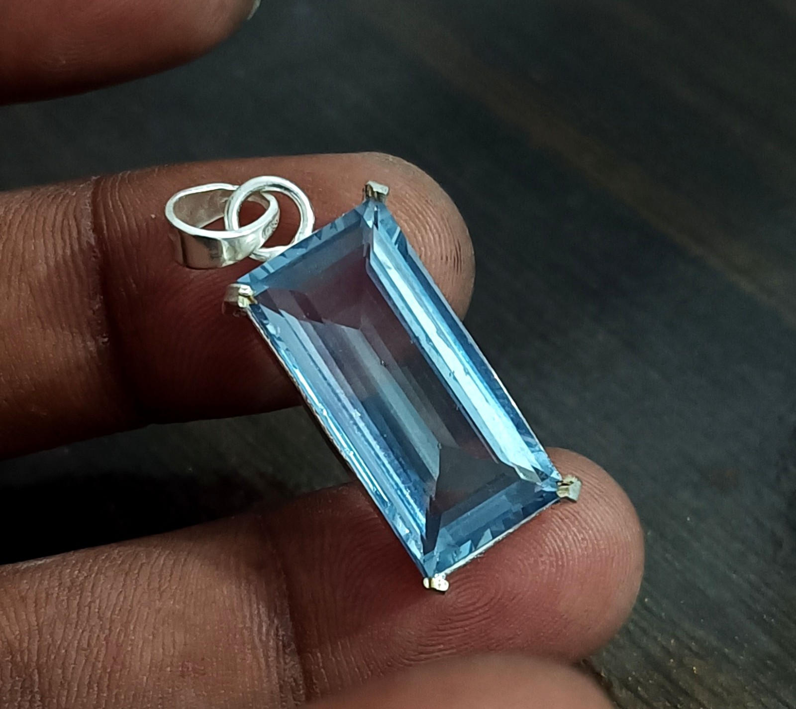 Luxury Santa Maria Blue Aquamarine Pendant 26 Ct Certified 925 Silver